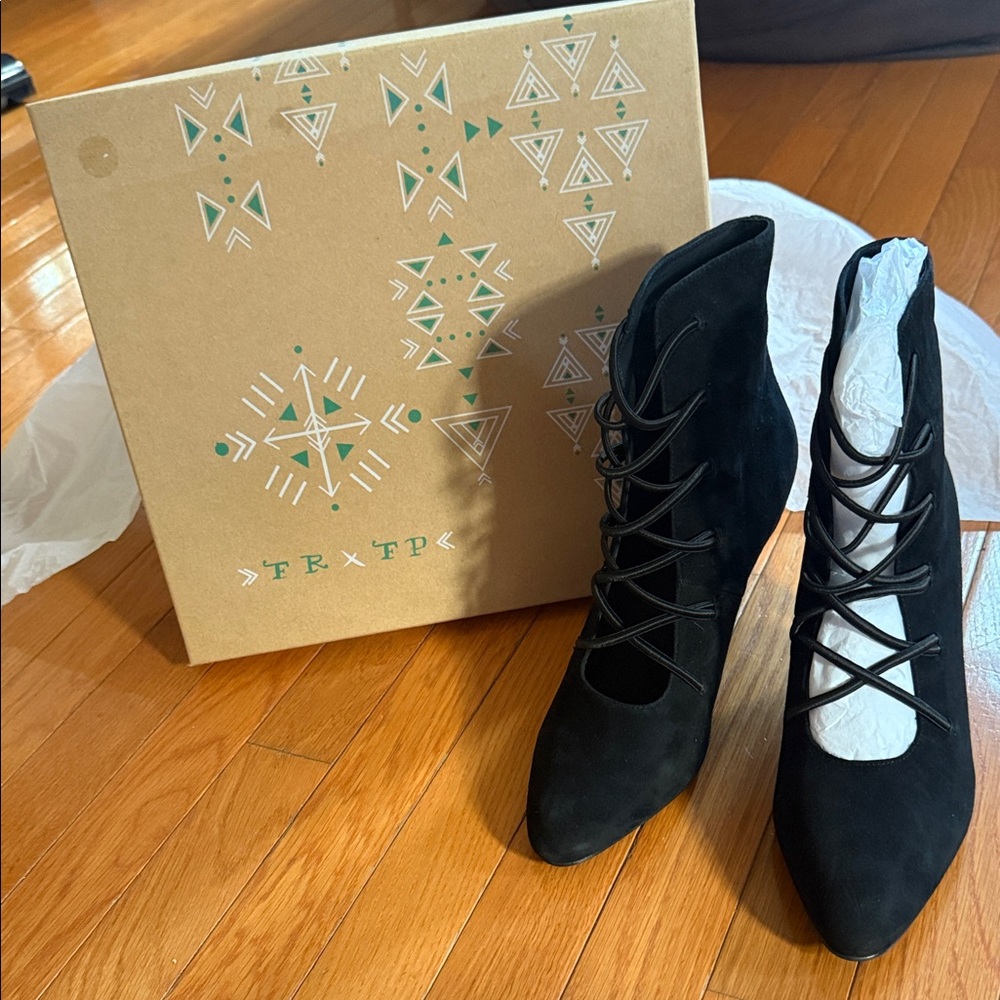 Free People Black Lace-Up Boots